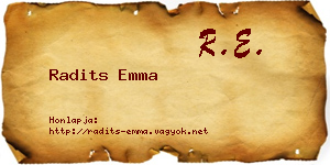 Radits Emma névjegykártya